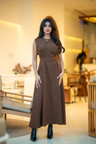 Brown crepe dress C:IB1066 Brown