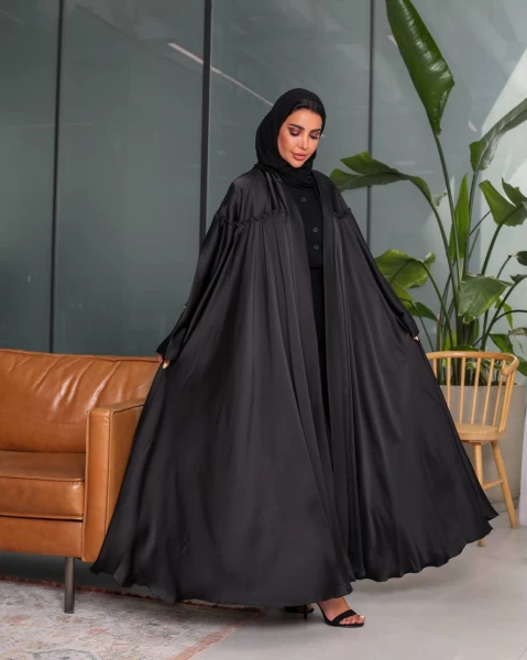 Black Silk Crepe Abaya IB215