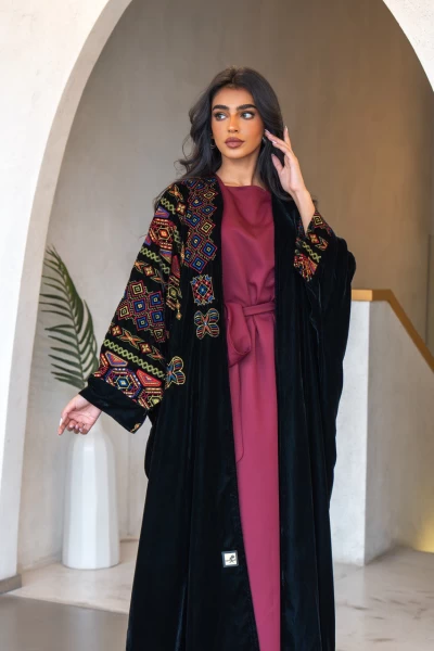 Abaya velvet Bisht with embroidery IB264